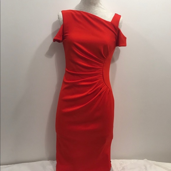 Karen Millen red front gathered sheath dress. NWT. Size 6 - Picture 2 of 13